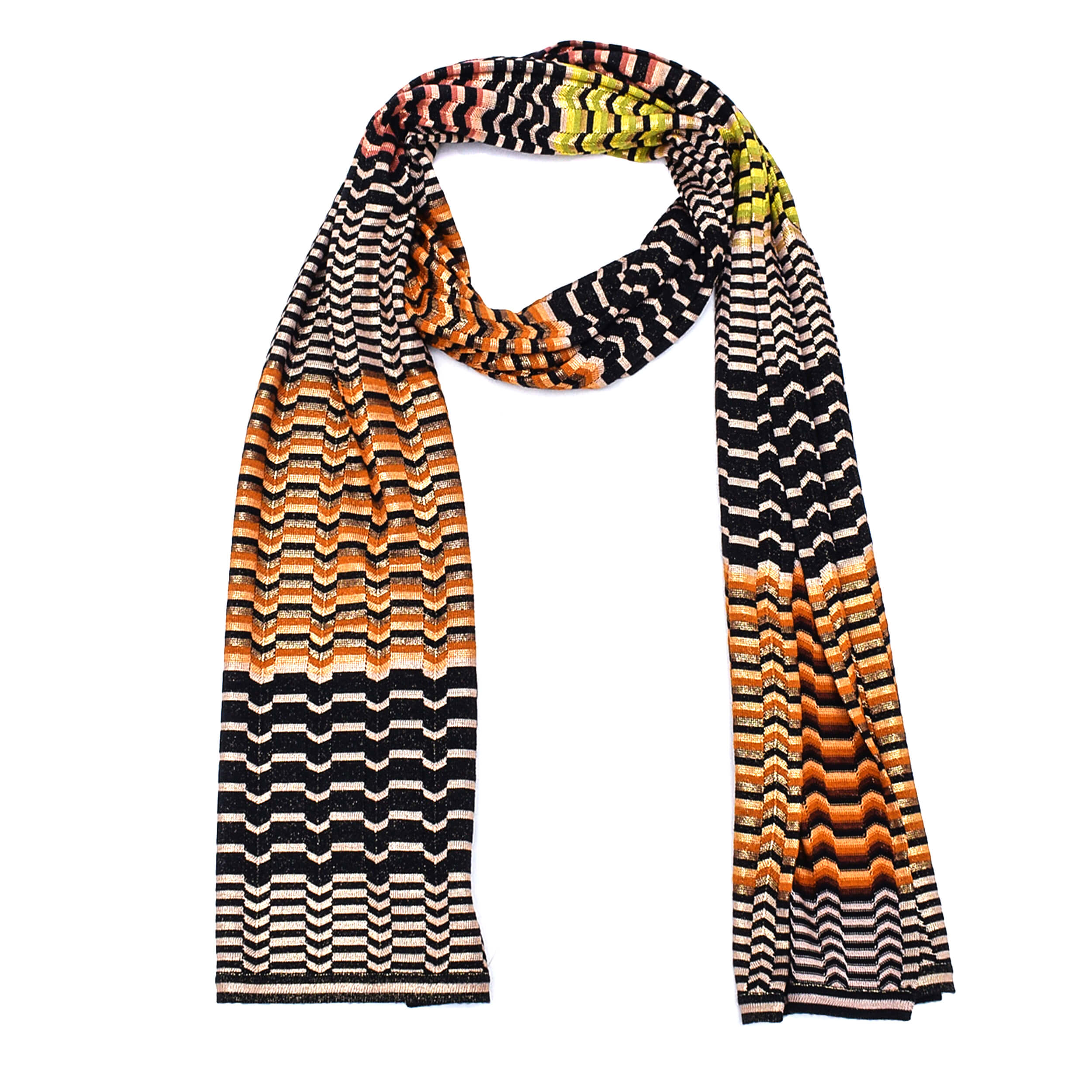 Missoni - Multicolor Gold Shiny Greek Knitted Shawl